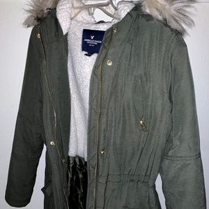 American Eagle Women's Green Winter Jacket (M)